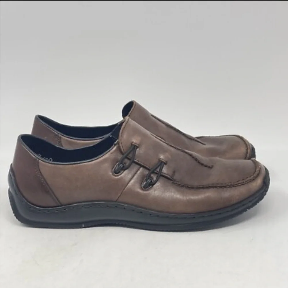 Rieker Brown Leather Slip-On Flats